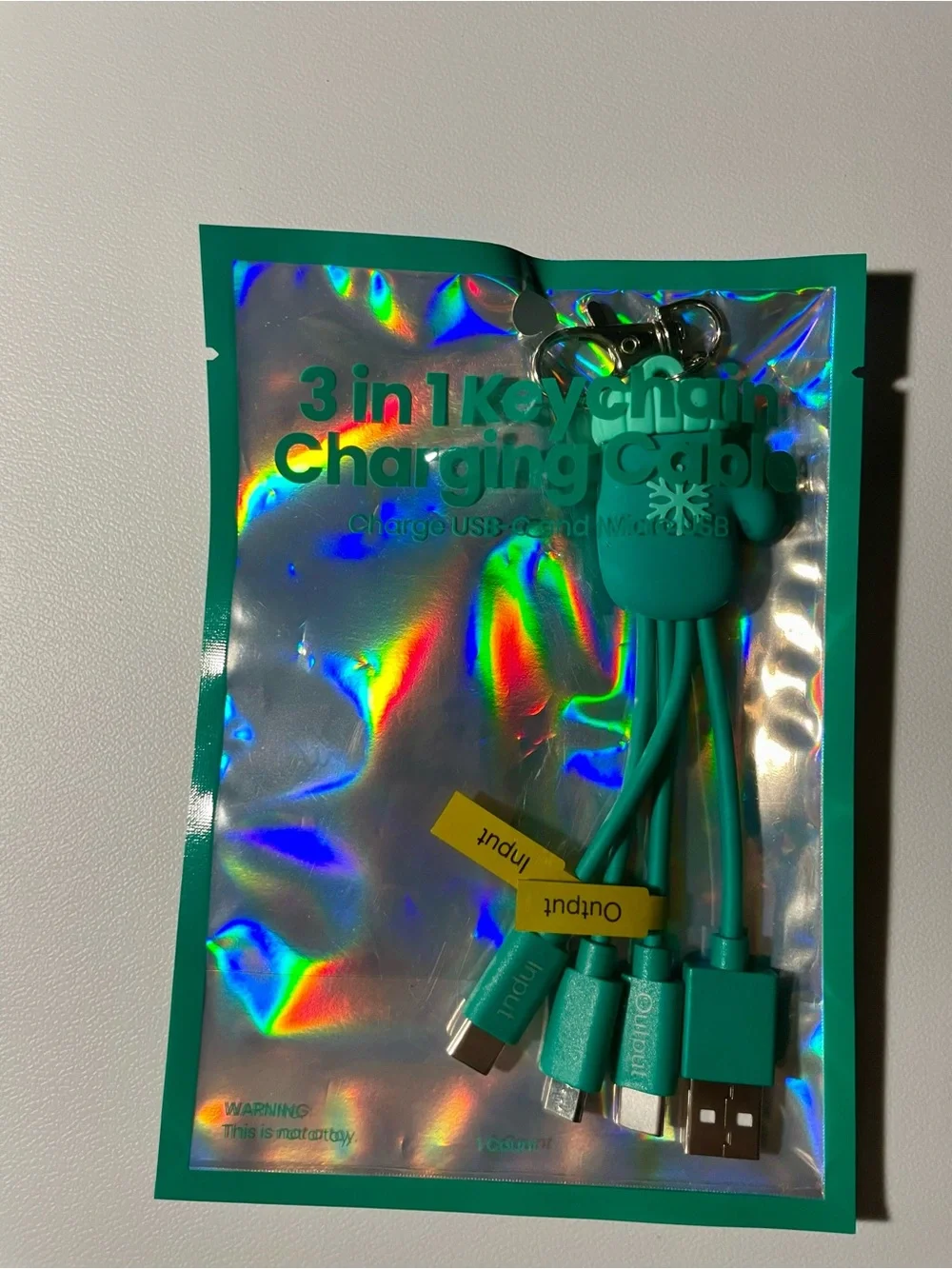 NWT Target Bullseye Playground Mitten 3in1 Keychain Charging Cable 15W Teal